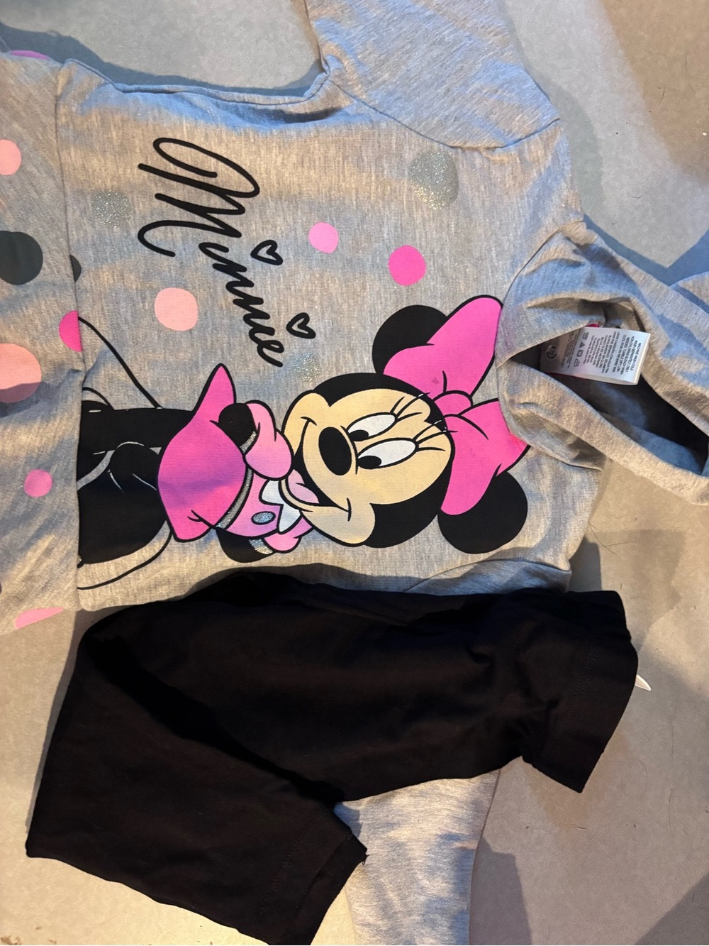 Disney Grey Hoodie Top with Bright Pink Minnie Graphic